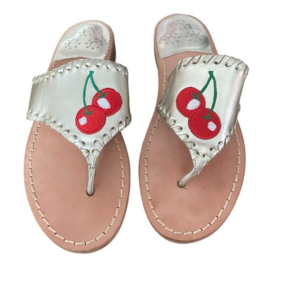 Jack Rogers Whipstich Cherry Gold Thong Sandals size 6 - Picture 1 of 9